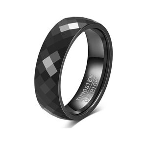 UNISEX - Men’s 4mm Tungsten Carbide Black Wedding Band ~ Faceted Bridal Band